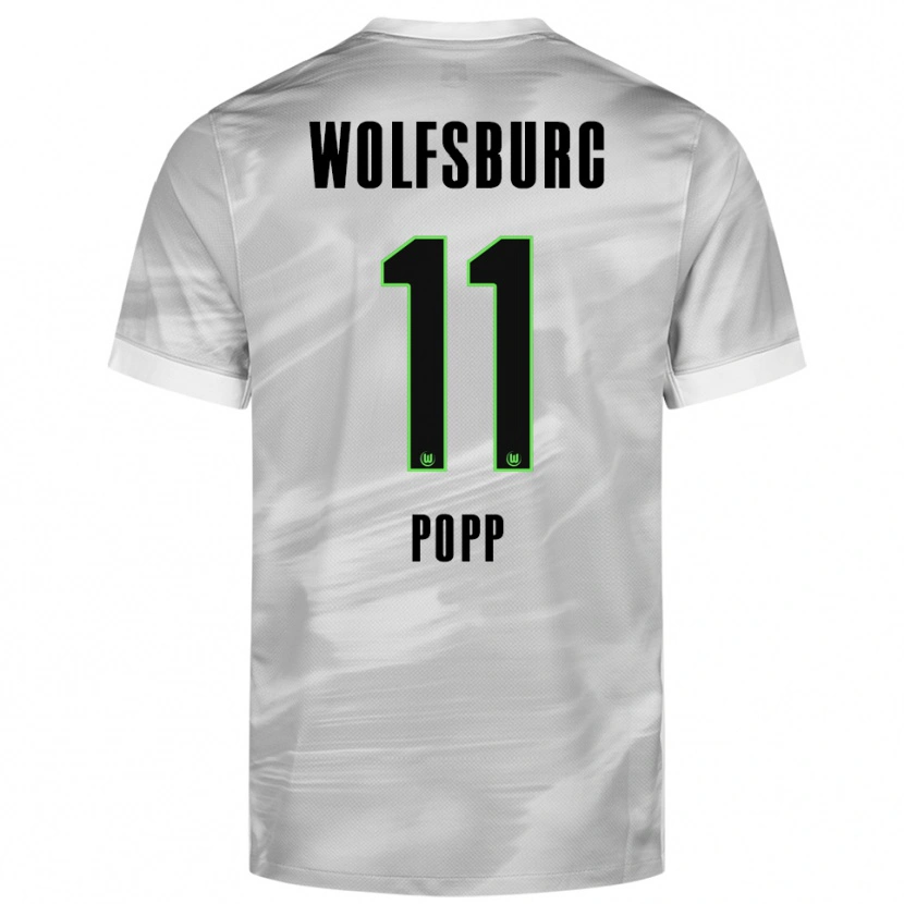 Danxen Kinder Alexandra Popp #11 Grau Weiß Auswärtstrikot Trikot 2025/26 T-Shirt Schweiz