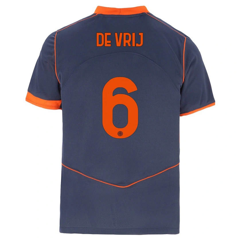 Danxen Kinder Stefan De Vrij #6 Grau Orange Ausweichtrikot Trikot 2025/26 T-Shirt Schweiz