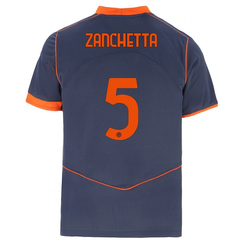 Danxen Kinder Mattia Zanchetta #5 Grau Orange Ausweichtrikot Trikot 2025/26 T-Shirt Schweiz