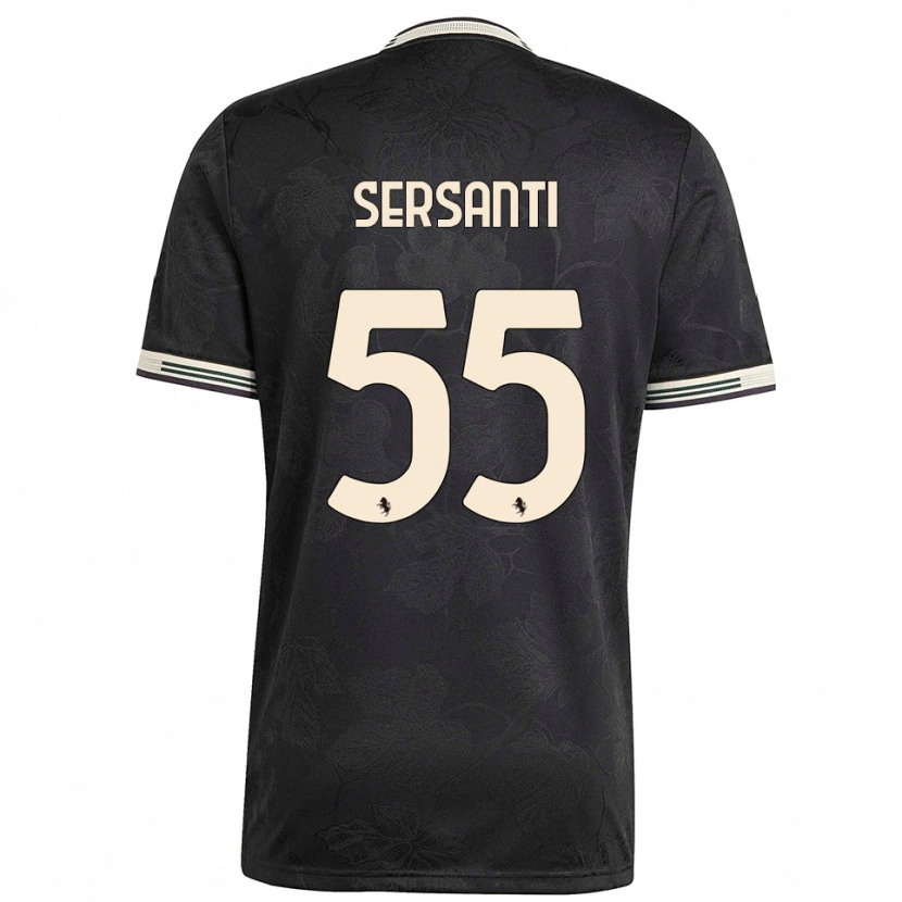 Danxen Kinder Alessandro Sersanti #55 Schwarz Weiß Grün Ausweichtrikot Trikot 2025/26 T-Shirt Schweiz