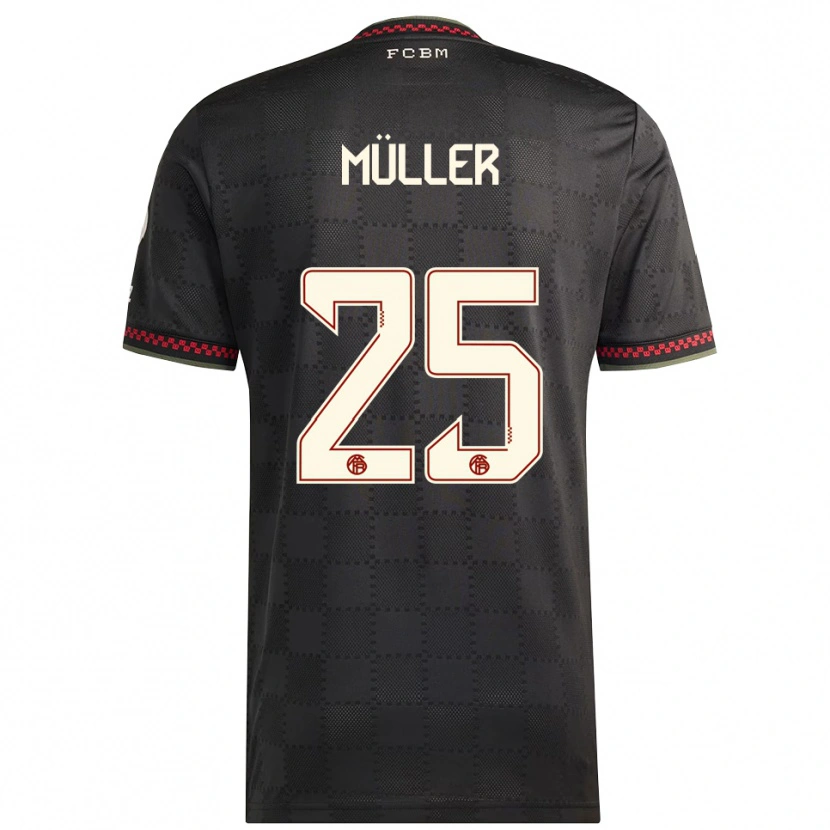 Danxen Kinder Thomas Müller #25 Schwarz Weiß Ausweichtrikot Trikot 2025/26 T-Shirt Schweiz