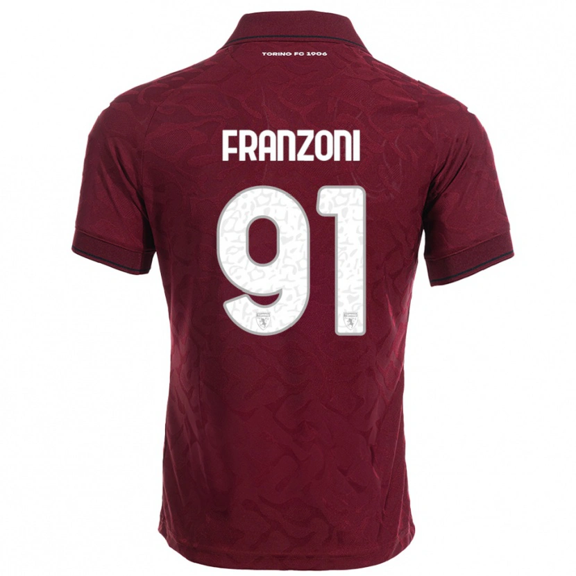 Danxen Herren Nicolò Franzoni #91 Burgunderrot Weiß Heimtrikot Trikot 2025/26 T-Shirt Schweiz