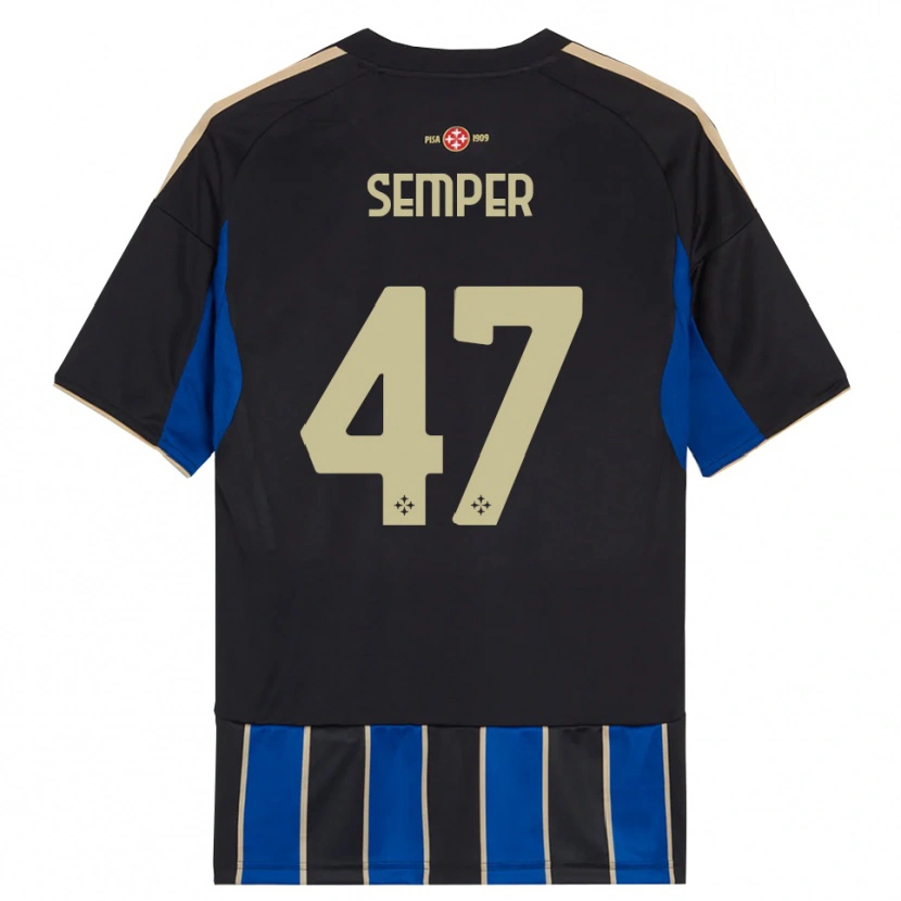 Danxen Herren Adrian Semper #47 Schwarz Blau Heimtrikot Trikot 2025/26 T-Shirt Schweiz