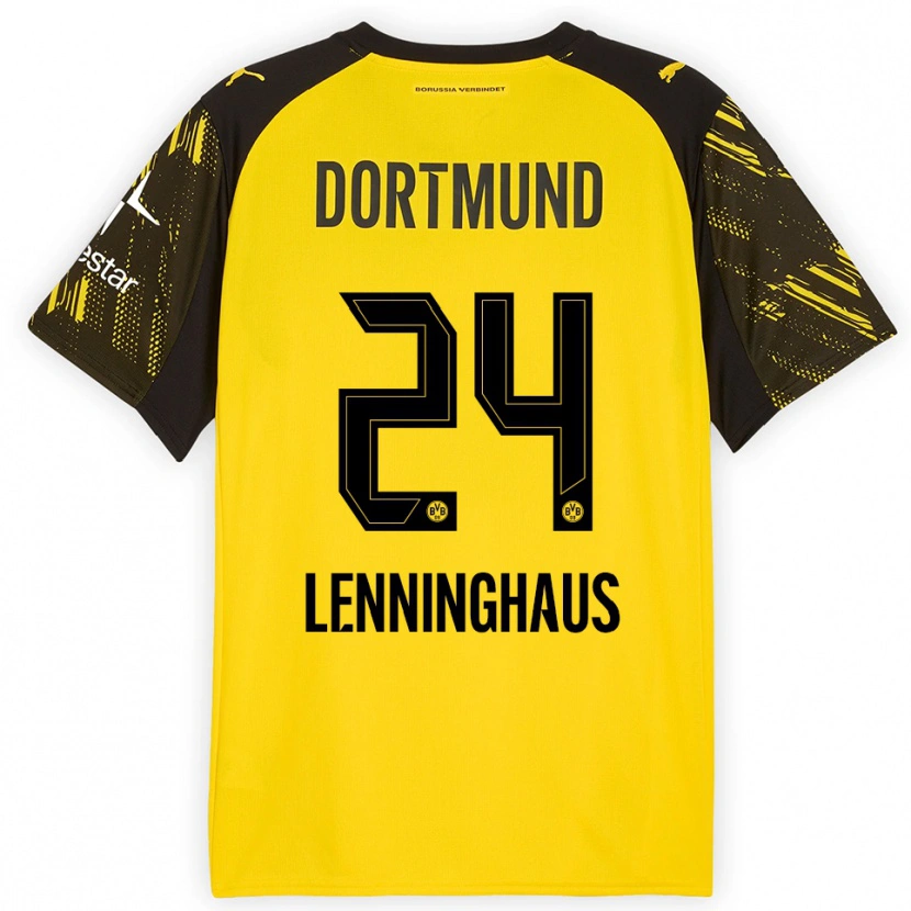 Danxen Herren Mika Lenninghaus #24 Gelb Schwarz Heimtrikot Trikot 2025/26 T-Shirt Schweiz