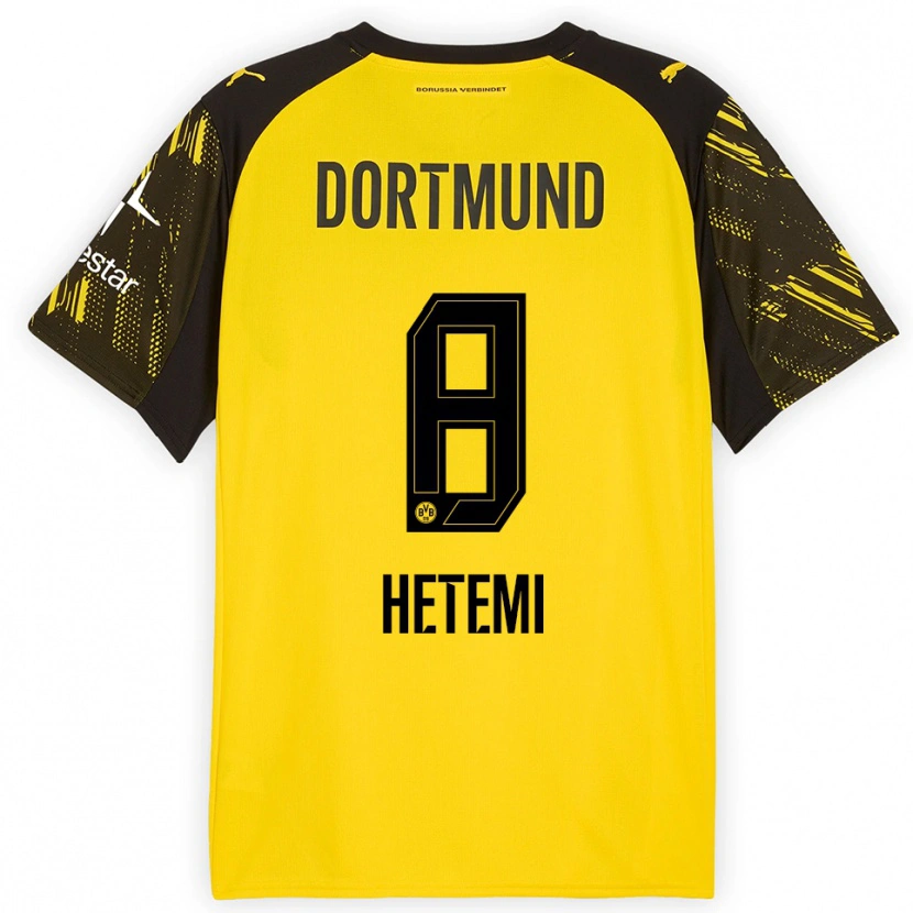 Danxen Herren Rilind Hetemi #8 Gelb Schwarz Heimtrikot Trikot 2025/26 T-Shirt Schweiz