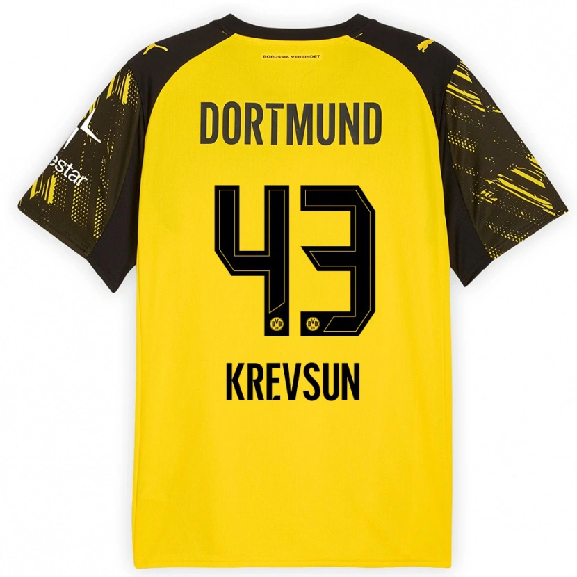 Danxen Herren Danylo Krevsun #43 Gelb Schwarz Heimtrikot Trikot 2025/26 T-Shirt Schweiz