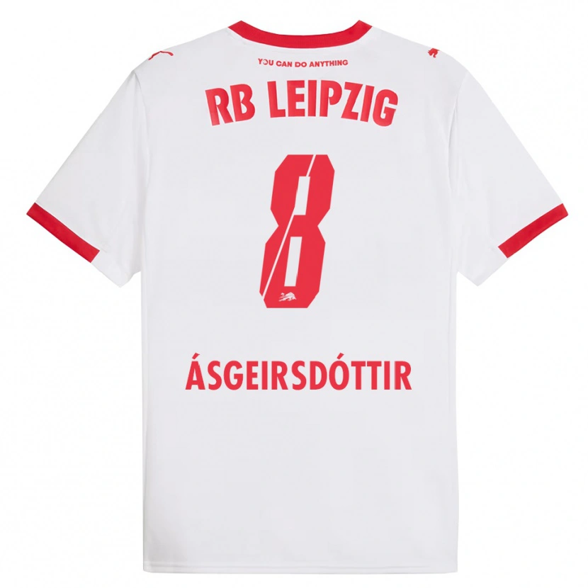 Danxen Herren Emilía Kiær Ásgeirsdóttir #8 Weiß Rot Heimtrikot Trikot 2025/26 T-Shirt Schweiz