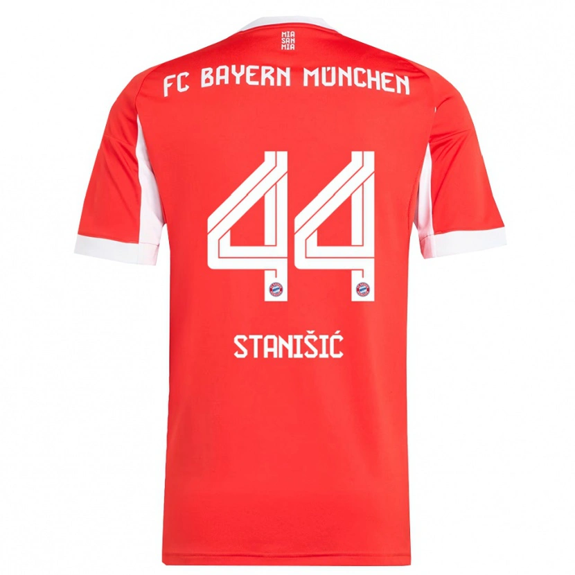 Danxen Herren Josip Stanisic #44 Rot Weiß Heimtrikot Trikot 2025/26 T-Shirt Schweiz