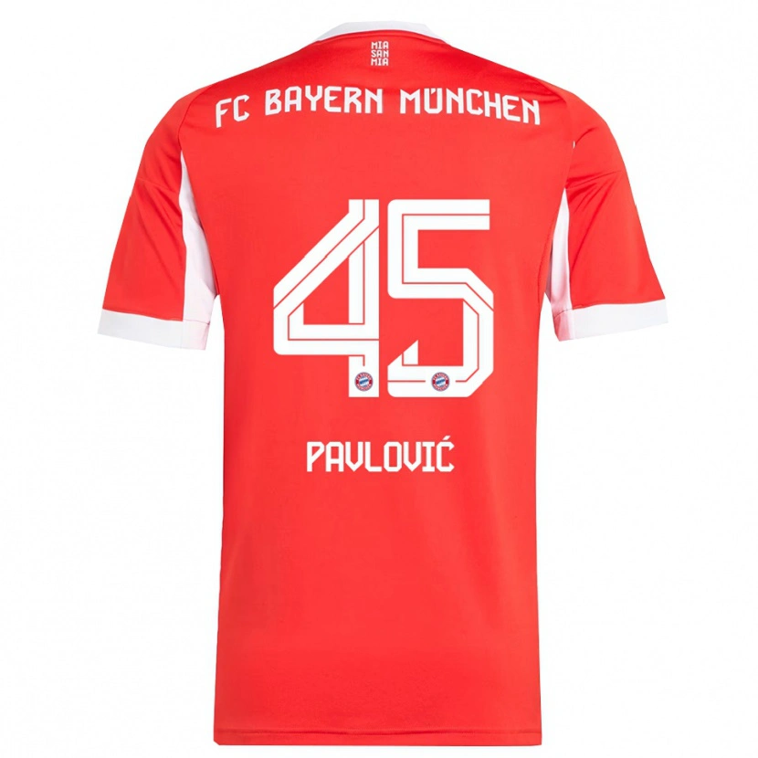 Danxen Herren Aleksandar Pavlovic #45 Rot Weiß Heimtrikot Trikot 2025/26 T-Shirt Schweiz