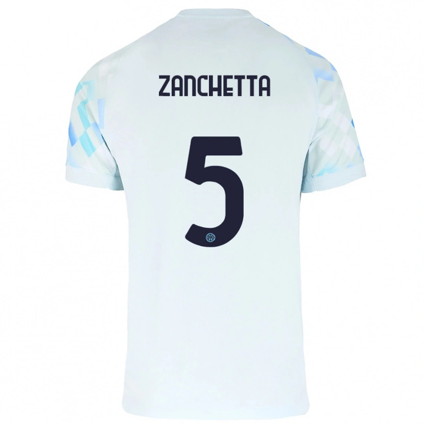 Danxen Herren Mattia Zanchetta #5 Weiß Blau Auswärtstrikot Trikot 2025/26 T-Shirt Schweiz