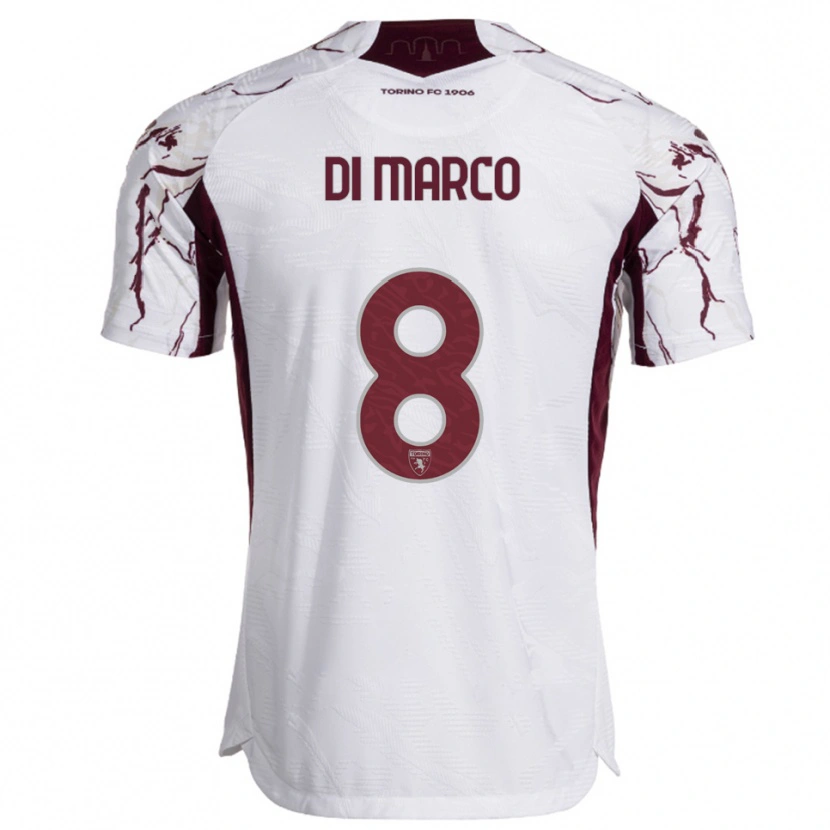 Danxen Herren Tommaso Di Marco #8 Weiß Burgunderrot Auswärtstrikot Trikot 2025/26 T-Shirt Schweiz