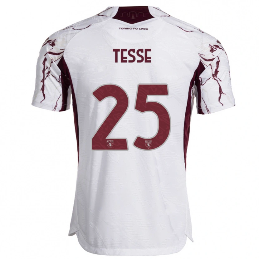 Danxen Herren Manuela Tesse #25 Weiß Burgunderrot Auswärtstrikot Trikot 2025/26 T-Shirt Schweiz