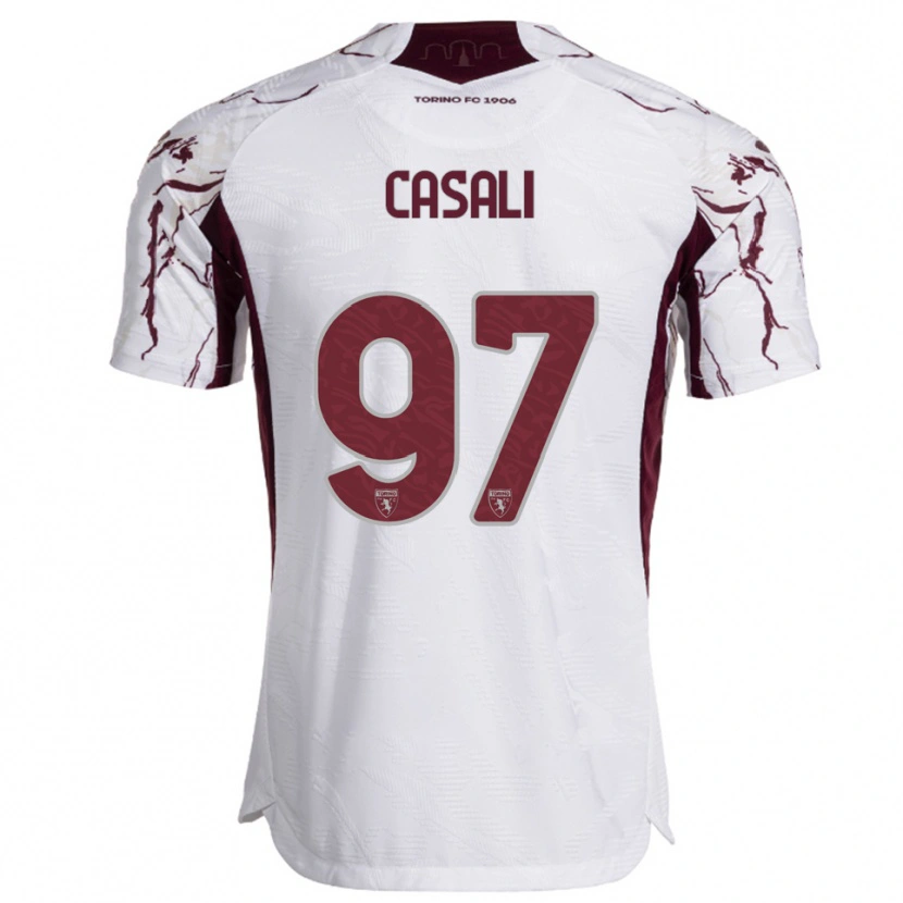 Danxen Herren Michele Casali #97 Weiß Burgunderrot Auswärtstrikot Trikot 2025/26 T-Shirt Schweiz