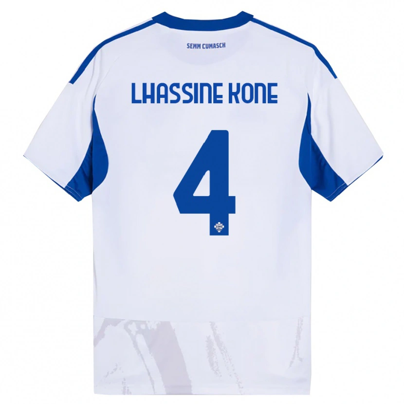 Danxen Herren Ben Lhassine Kone #4 Weiß Blau Auswärtstrikot Trikot 2025/26 T-Shirt Schweiz