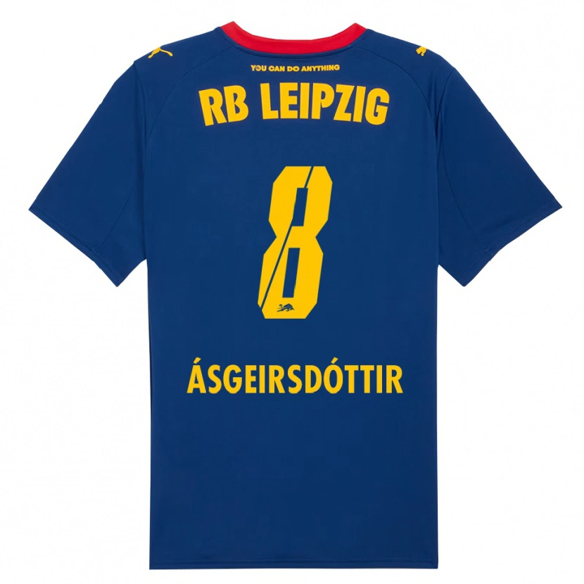 Danxen Herren Emilía Kiær Ásgeirsdóttir #8 Marineblau Rot Auswärtstrikot Trikot 2025/26 T-Shirt Schweiz
