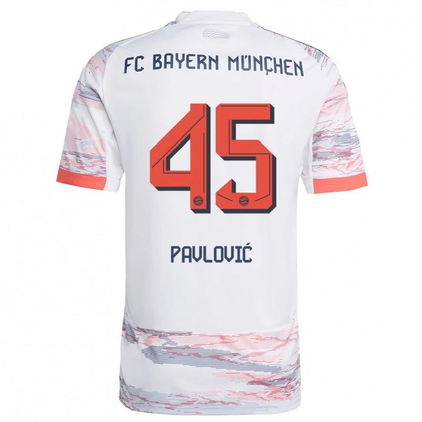 Danxen Herren Aleksandar Pavlovic #45 Weiß Grau Auswärtstrikot Trikot 2025/26 T-Shirt Schweiz