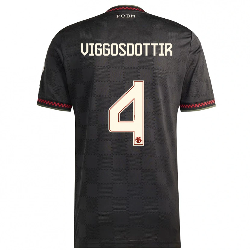 Danxen Herren Glódís Perla Viggósdóttir #4 Schwarz Weiß Ausweichtrikot Trikot 2025/26 T-Shirt Schweiz