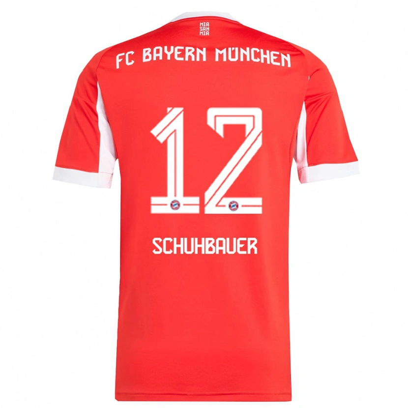 Danxen Damen Maximilian Schuhbauer #12 Rot Weiß Heimtrikot Trikot 2025/26 T-Shirt Schweiz