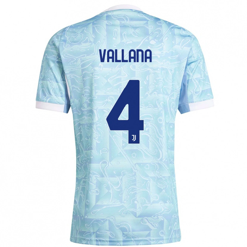 Danxen Damen Edoardo Vallana #4 Himmelblau Gelb Auswärtstrikot Trikot 2025/26 T-Shirt Schweiz
