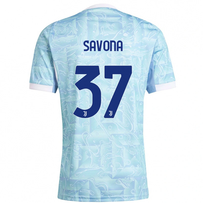 Danxen Damen Nicolò Savona #37 Himmelblau Gelb Auswärtstrikot Trikot 2025/26 T-Shirt Schweiz
