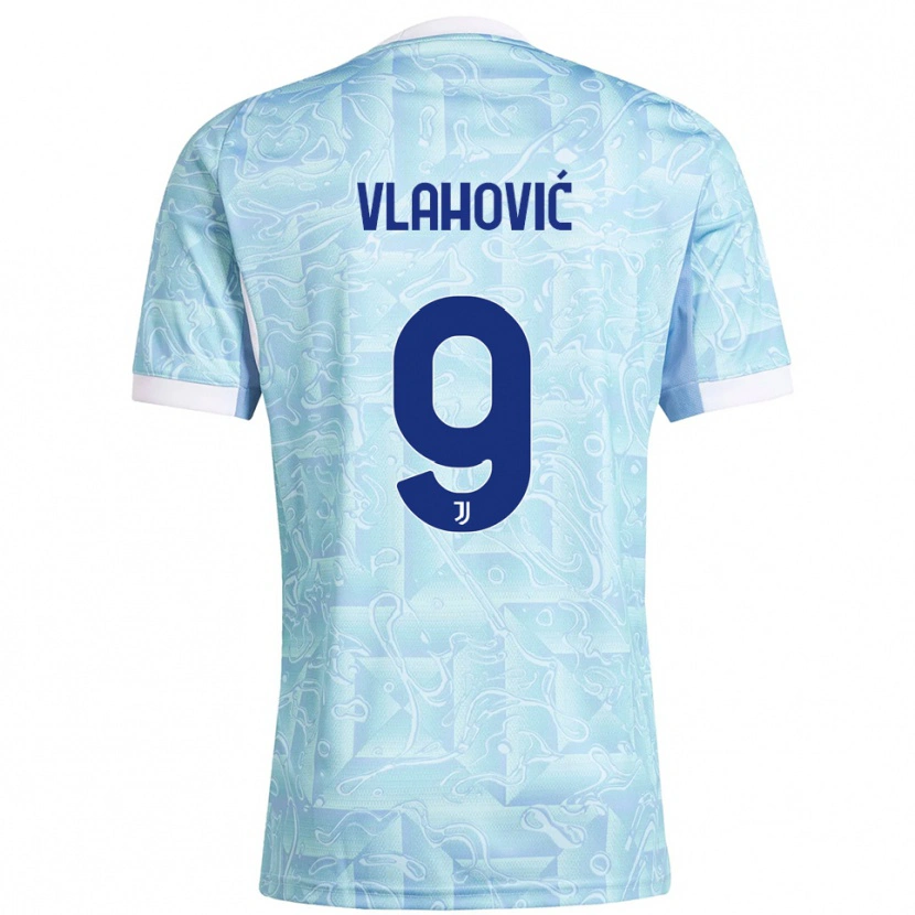 Danxen Damen Dušan Vlahović #9 Himmelblau Gelb Auswärtstrikot Trikot 2025/26 T-Shirt Schweiz