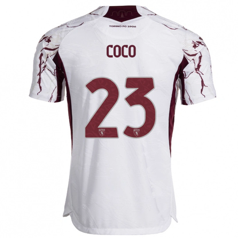Danxen Damen Saúl Coco #23 Weiß Burgunderrot Auswärtstrikot Trikot 2025/26 T-Shirt Schweiz