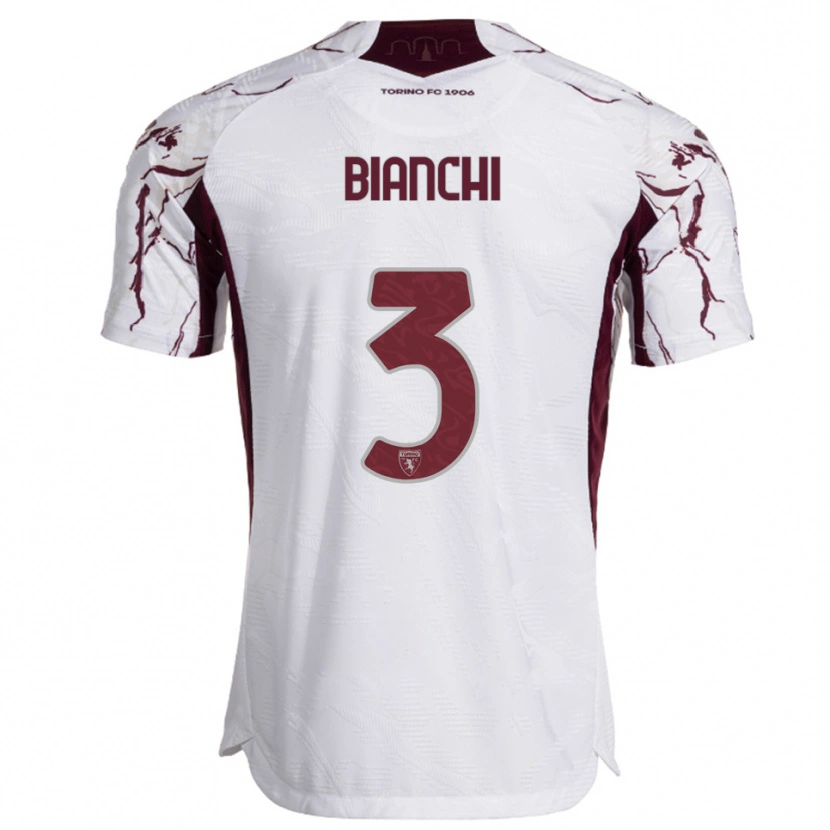 Danxen Damen Riccardo Bianchi #3 Weiß Burgunderrot Auswärtstrikot Trikot 2025/26 T-Shirt Schweiz