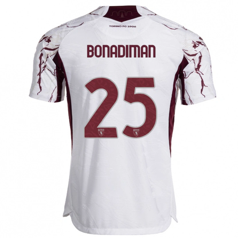 Danxen Damen Matteo Bonadiman #25 Weiß Burgunderrot Auswärtstrikot Trikot 2025/26 T-Shirt Schweiz