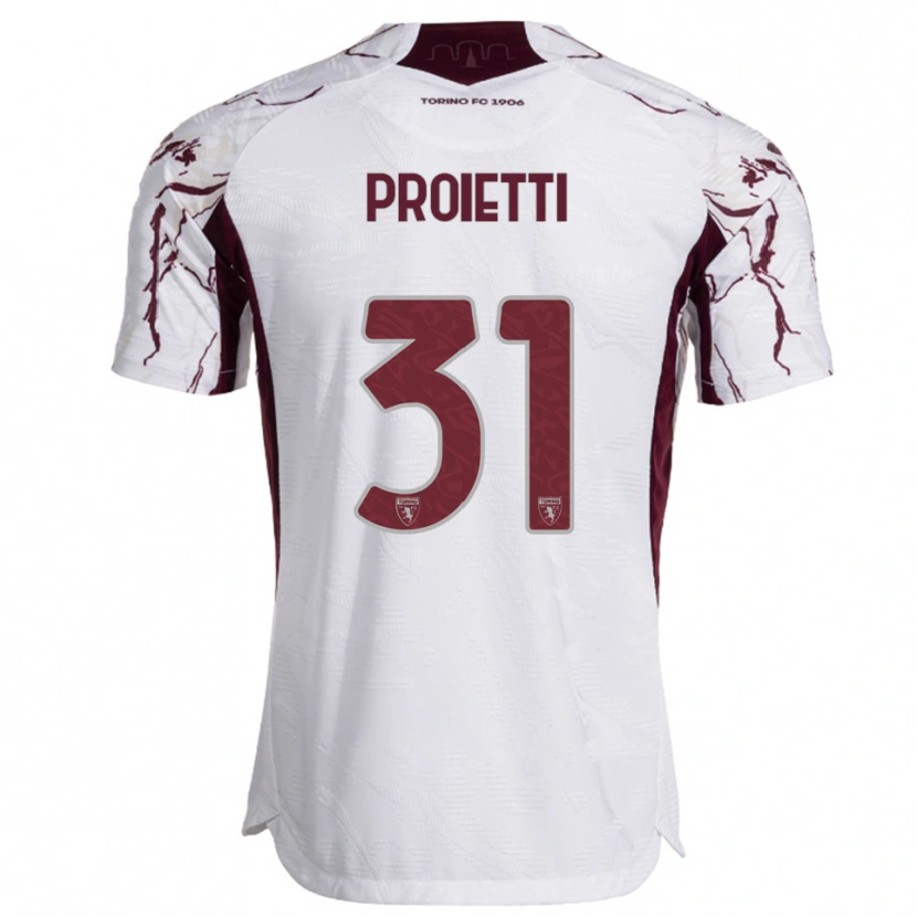 Danxen Damen Riccardo Proietti #31 Weiß Burgunderrot Auswärtstrikot Trikot 2025/26 T-Shirt Schweiz