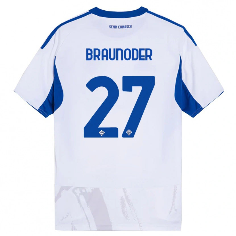 Danxen Damen Matthias Braunöder #27 Weiß Blau Auswärtstrikot Trikot 2025/26 T-Shirt Schweiz