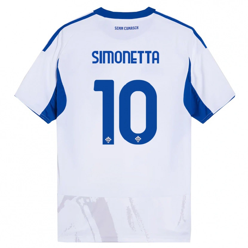 Danxen Damen Jacopo Simonetta #10 Weiß Blau Auswärtstrikot Trikot 2025/26 T-Shirt Schweiz
