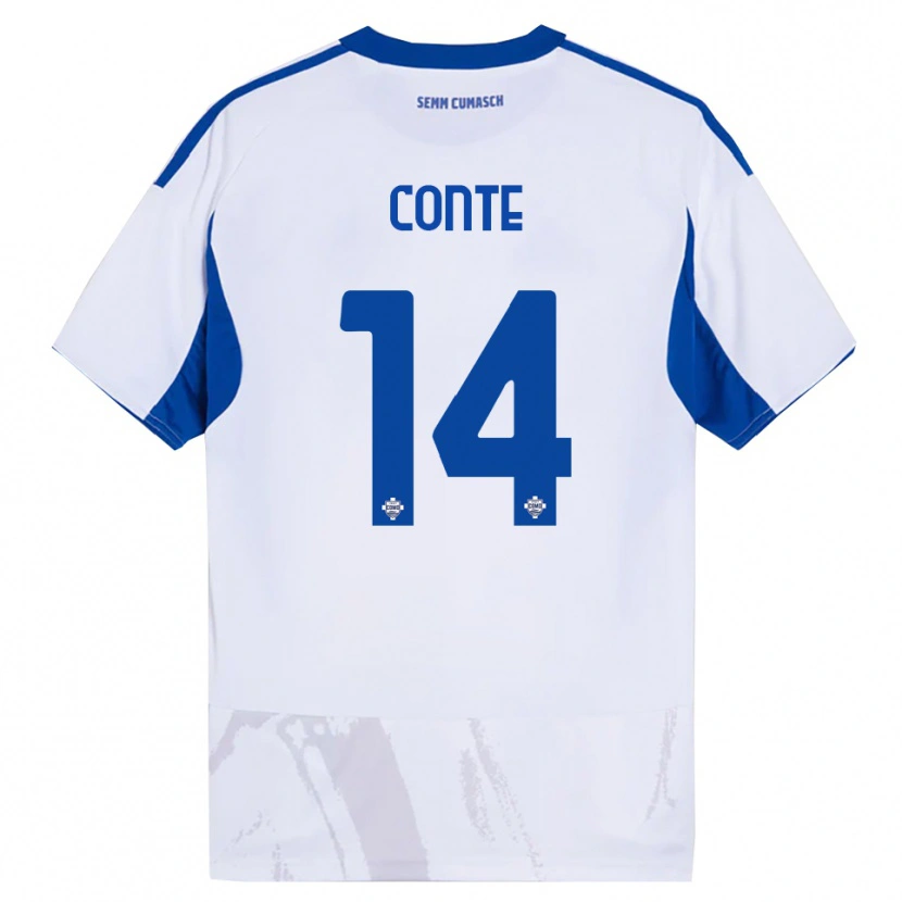 Danxen Damen Federico Conte #14 Weiß Blau Auswärtstrikot Trikot 2025/26 T-Shirt Schweiz