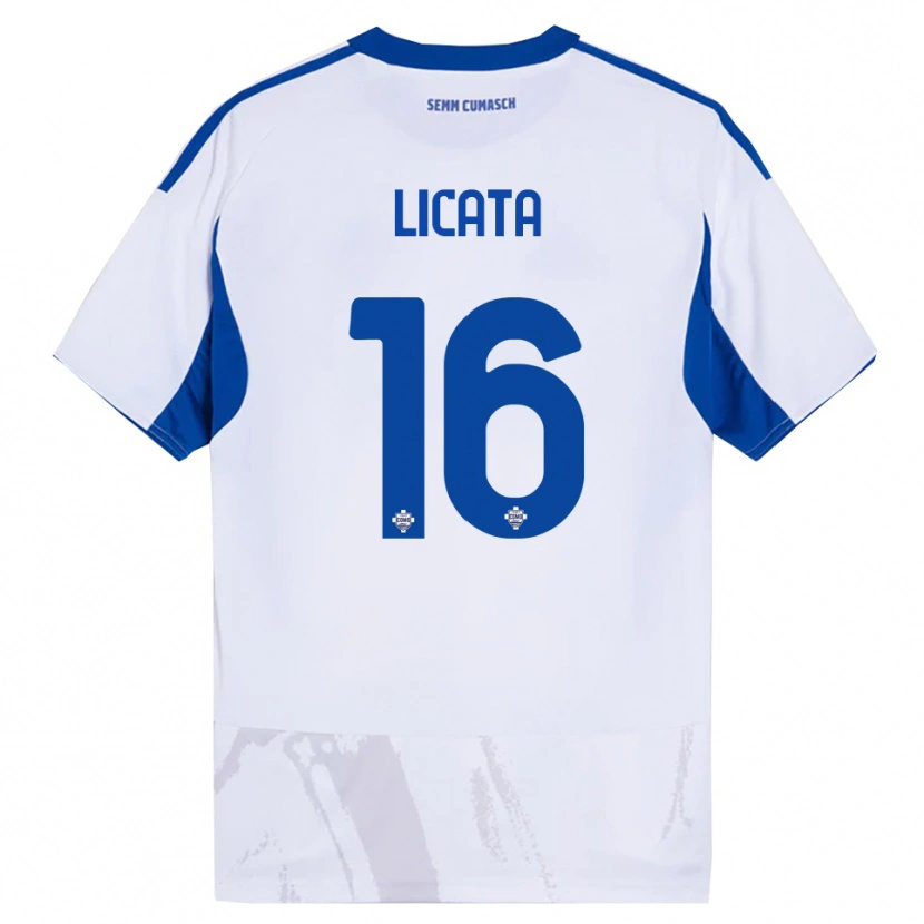 Danxen Damen Alessandro Licata #16 Weiß Blau Auswärtstrikot Trikot 2025/26 T-Shirt Schweiz