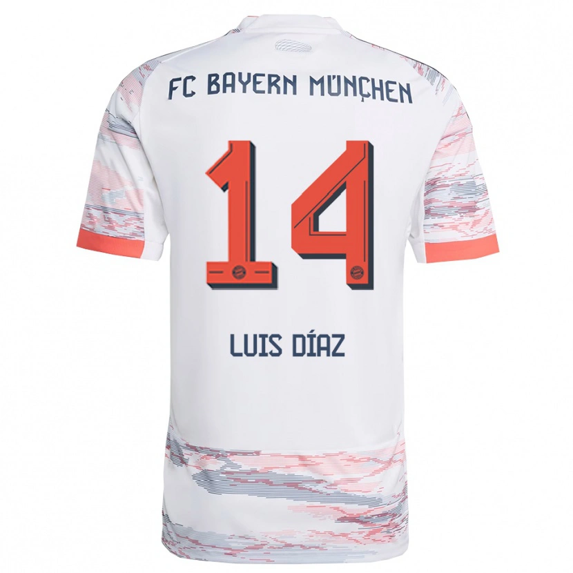 Danxen Damen Luis Díaz #14 Weiß Grau Auswärtstrikot Trikot 2025/26 T-Shirt Schweiz
