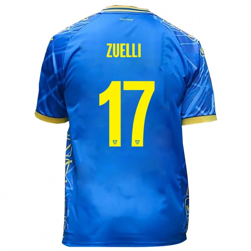 Danxen Kinder Emanuele Zuelli #17 Himmelblau Gelb Heimtrikot Trikot 2025/26 T-Shirt Schweiz