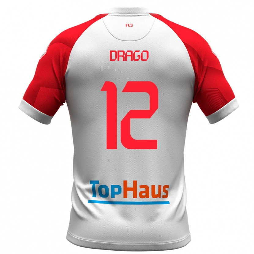 Danxen Kinder Giacomo Drago #12 Weiß Rot Heimtrikot Trikot 2025/26 T-Shirt Schweiz