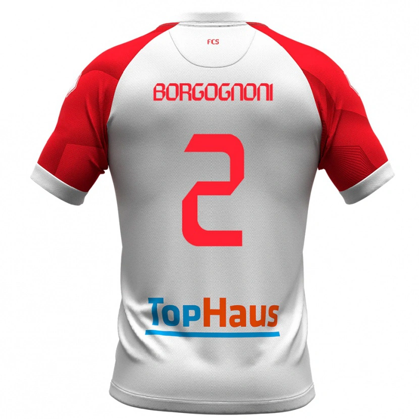 Danxen Kinder Giovanni Borgognoni #2 Weiß Rot Heimtrikot Trikot 2025/26 T-Shirt Schweiz