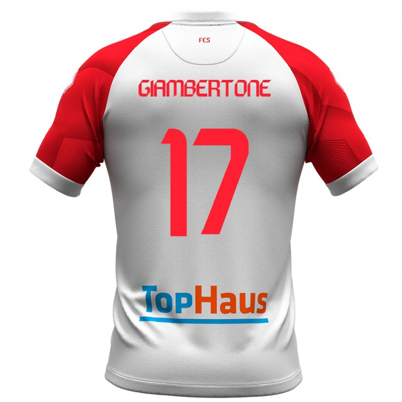Danxen Kinder Fabio Giambertone #17 Weiß Rot Heimtrikot Trikot 2025/26 T-Shirt Schweiz