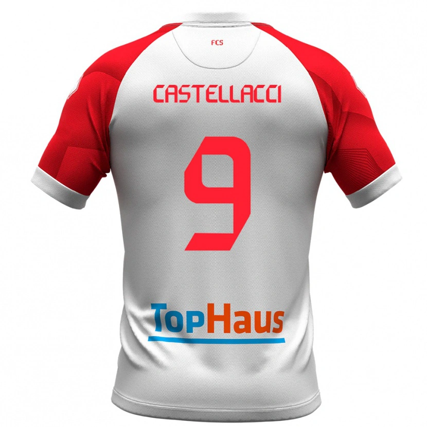Danxen Kinder Marco Castellacci #9 Weiß Rot Heimtrikot Trikot 2025/26 T-Shirt Schweiz