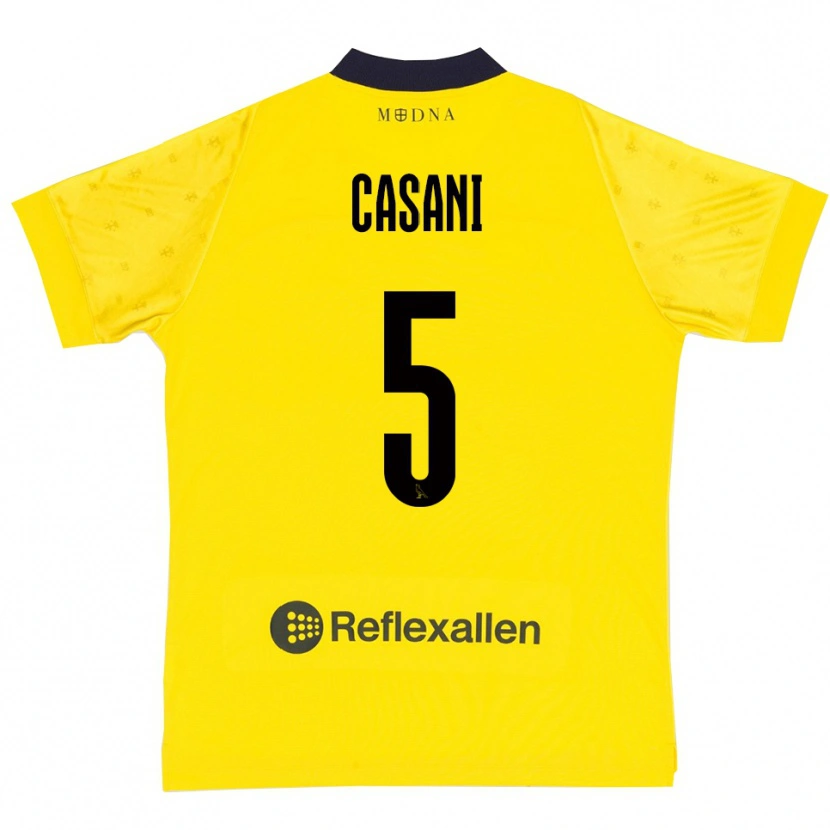 Danxen Kinder Iacopo Casani #5 Gelb Marineblau Heimtrikot Trikot 2025/26 T-Shirt Schweiz