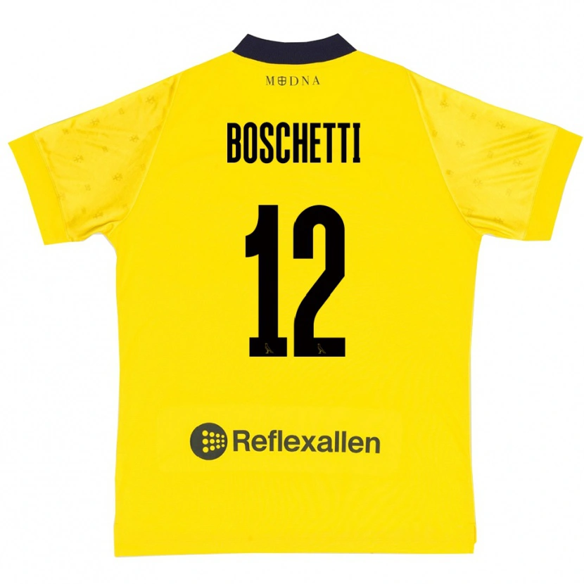 Danxen Kinder Matteo Boschetti #12 Gelb Marineblau Heimtrikot Trikot 2025/26 T-Shirt Schweiz