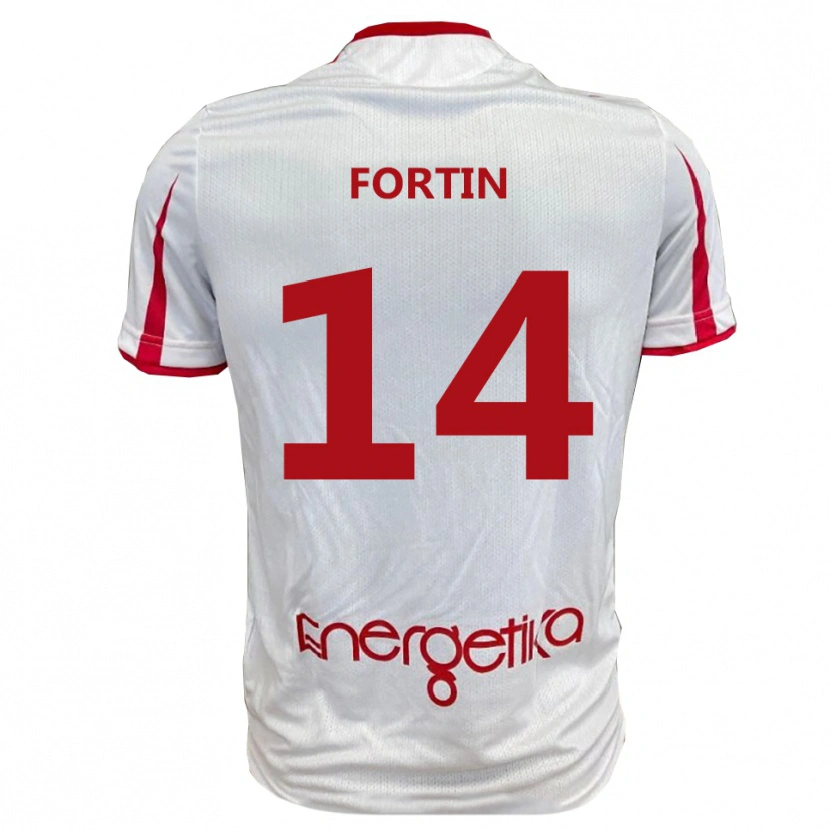 Danxen Kinder Mattia Fortin #14 Weiß Rot Heimtrikot Trikot 2025/26 T-Shirt Schweiz