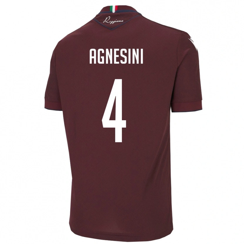 Danxen Kinder Alessandro Agnesini #4 Burgund Weiß Heimtrikot Trikot 2025/26 T-Shirt Schweiz