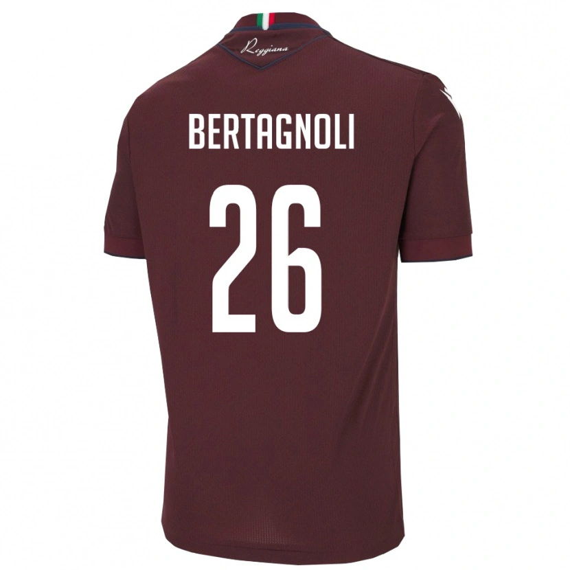 Danxen Kinder Massimo Bertagnoli #26 Burgund Weiß Heimtrikot Trikot 2025/26 T-Shirt Schweiz