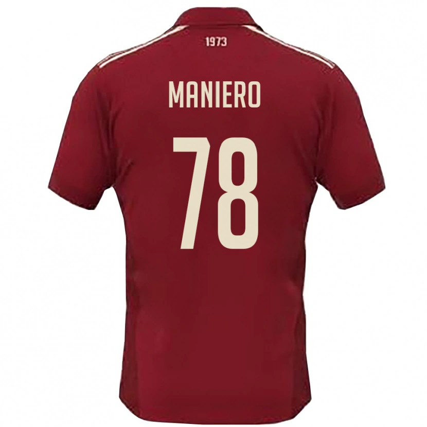 Danxen Kinder Luca Maniero #78 Burgunderrot Weiß Heimtrikot Trikot 2025/26 T-Shirt Schweiz