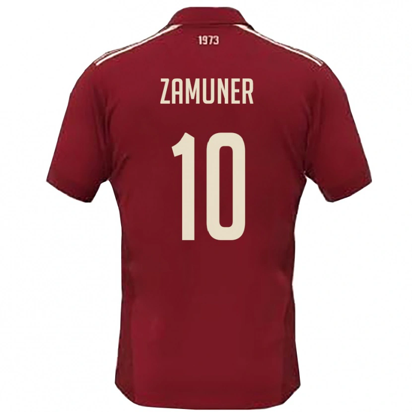Danxen Kinder Mattia Zamuner #10 Burgunderrot Weiß Heimtrikot Trikot 2025/26 T-Shirt Schweiz
