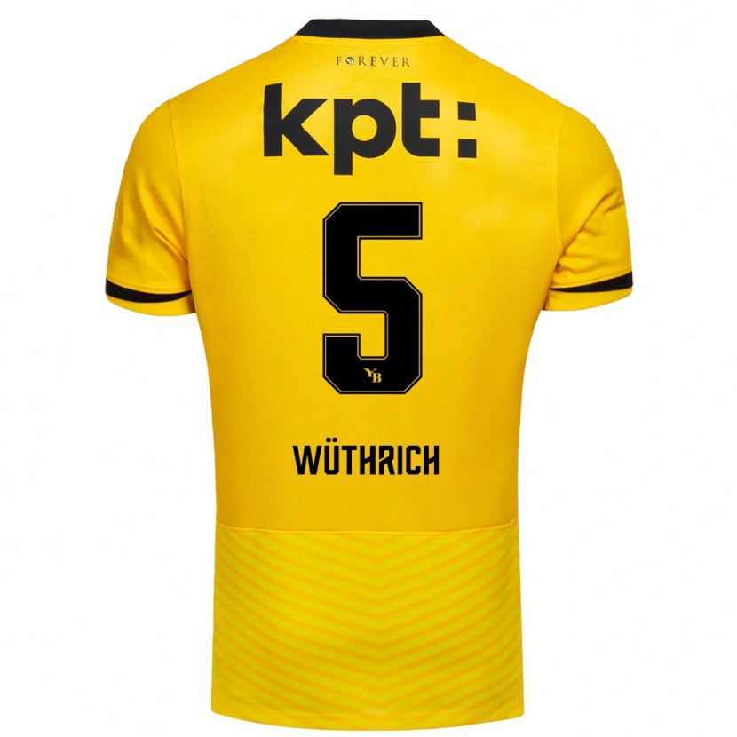 Danxen Kinder Gregory Wüthrich #5 Gelb Schwarz Heimtrikot Trikot 2025/26 T-Shirt Schweiz