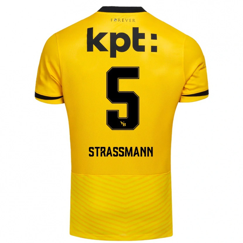 Danxen Kinder Sven Strassmann #5 Gelb Schwarz Heimtrikot Trikot 2025/26 T-Shirt Schweiz