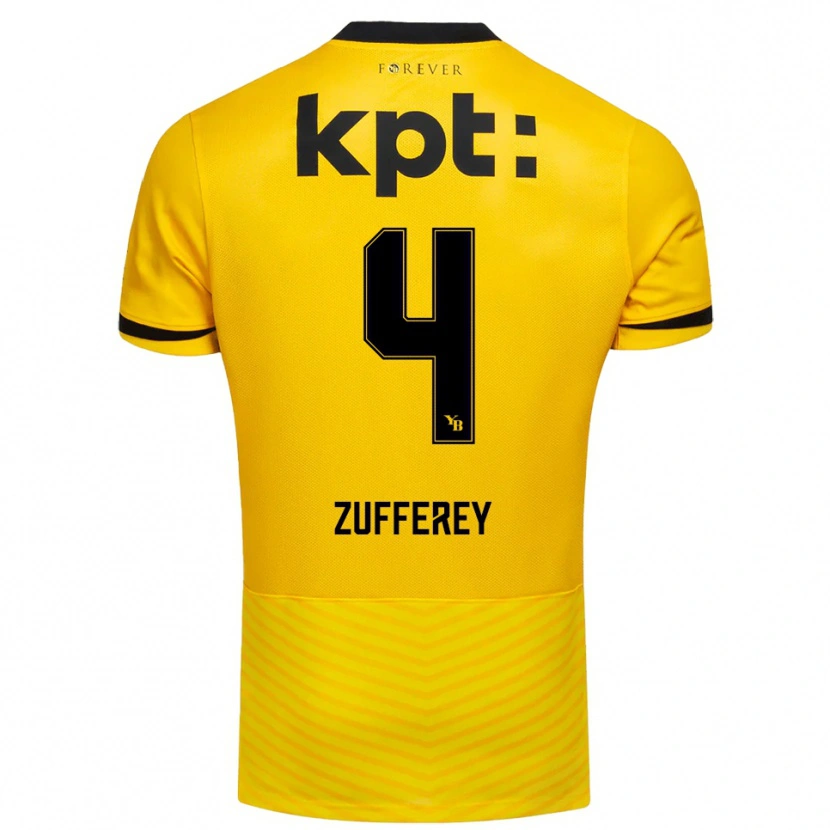 Danxen Kinder Gil Zufferey #4 Gelb Schwarz Heimtrikot Trikot 2025/26 T-Shirt Schweiz