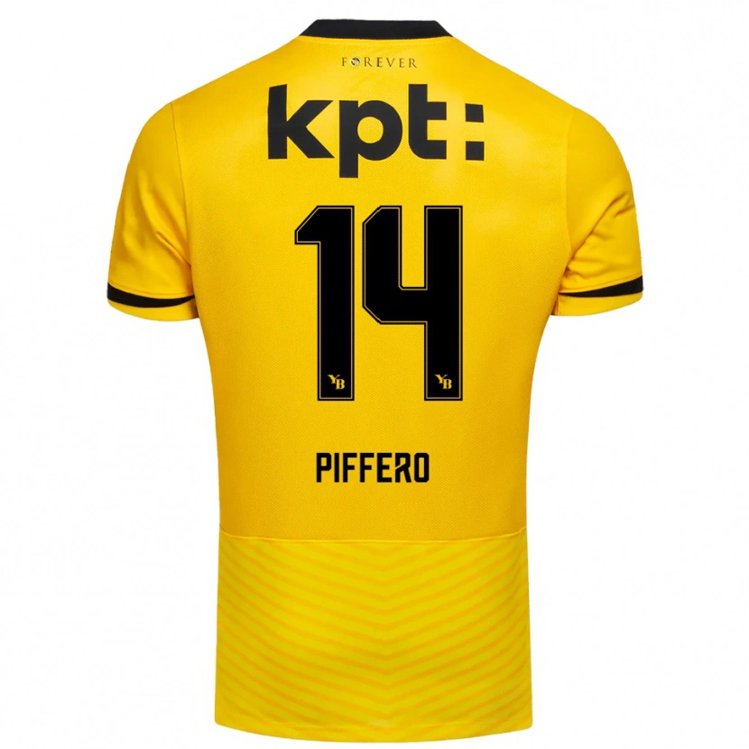 Danxen Kinder David Piffero #14 Gelb Schwarz Heimtrikot Trikot 2025/26 T-Shirt Schweiz